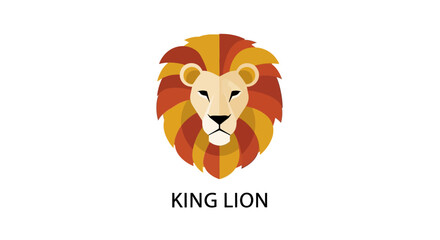 Fototapeta premium King Lion Flat Vector Logo Design