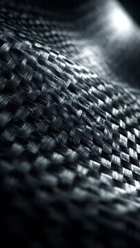 Abstract Computer Hardware Background with Dark Carbon-Carbon Composite Plate and Woven Pattern
