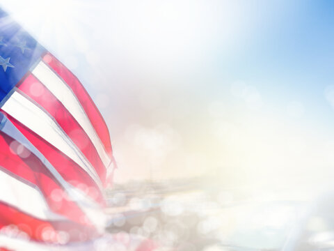 Dramatic Blurred Motion American Flag Background, Close up American Flag