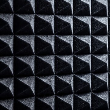 Soundproof Recording Booth Wall with Acoustic Foam Pyramid Pattern Background