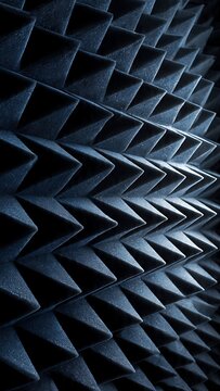 Soundproof Recording Booth Wall with Acoustic Foam Pyramid Pattern Background