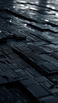 Abstract Dark Fuel Cell Stack Background with Overlapping Metallic Plate Pattern
