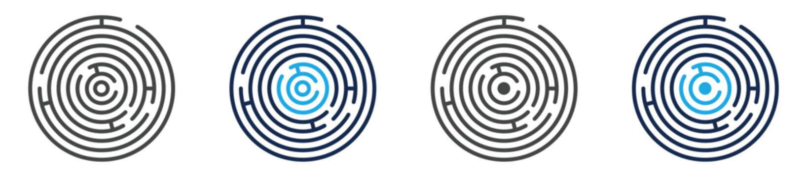 labyrinth icon set multiple concept