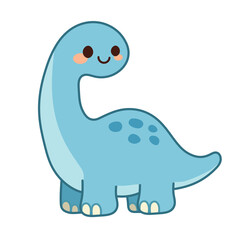 Fototapeta premium Blue Dinosaur Cartoon Character Kawaii Dino Vector Illustration