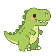 Fototapeta premium Green Dinosaur Cartoon Character Kawaii Dino Vector Illustration