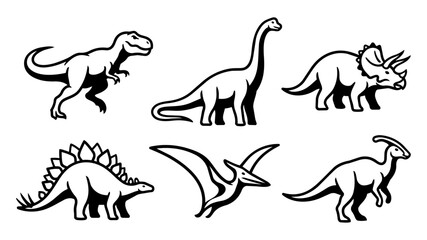 Dinosaur Silhouette Set, Minimalist Vector Animal Icons © Stock Master 