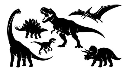 Dinosaur Silhouettes Set: Flat Vector Icons for Branding © Stock Master 