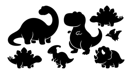 Dinosaur Silhouette Set Flat Vector Icons for Kids Design © Stock Master 