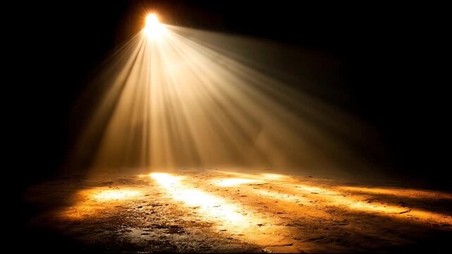 Light Beam Shining On Water.