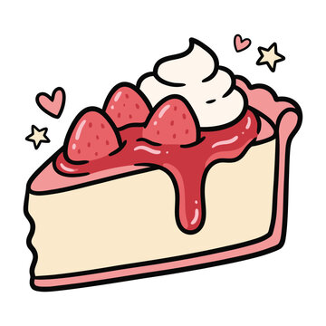 Strawberry cheesecake slice with whipped cream cheesecake strawberry delicious catering confectionery culinary celebration delicacy illustration