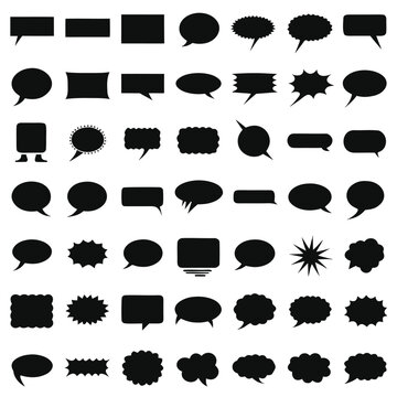 Comic Speech Bubble Chat Silhouette Vector Asset Sheet