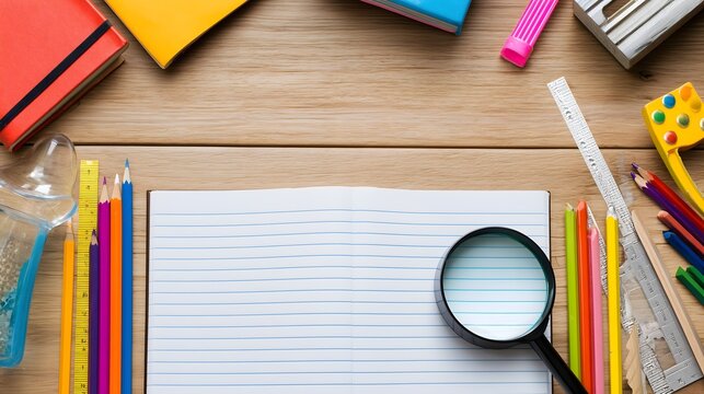 夏休みの自由研究と学習準備を表現した教育素材