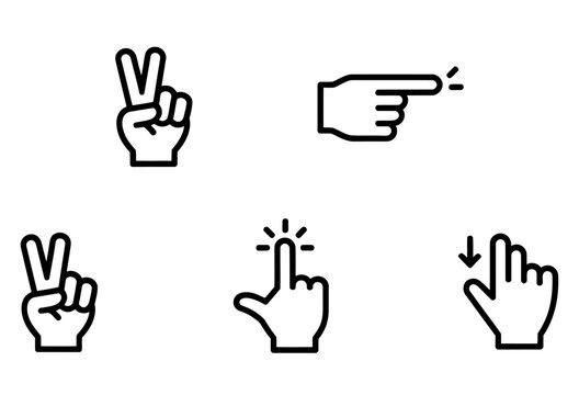Gesture and touch screen hand icons vector set for mobile interface and user control
