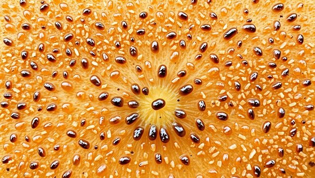 Close-up Macro View of a Fig Fruit Interior with Seeds and Pulp.