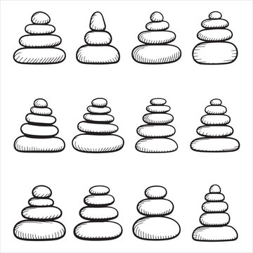Zen Rock Stacking Vector Clipart