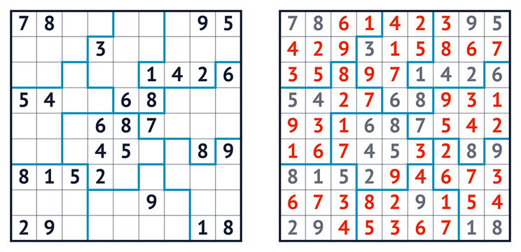 Sudoku puzzle grid with completed and partially filled sections  