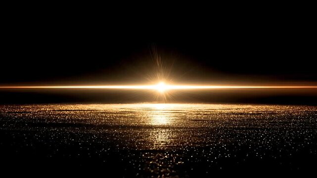 Sunset over calm sea water.