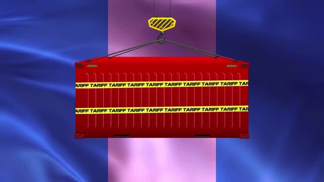 Red Shipping Container with Warning Tape