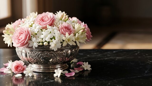 Rose and Jasmine Flowers &ndash; Festive Floral Offering
