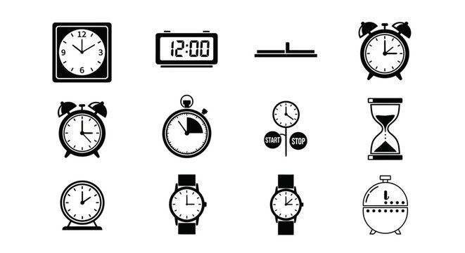 Timekeeping and Clock Icon Set