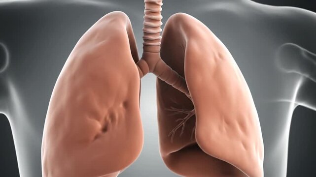Realistic 3D lungs and airway anatomy close up