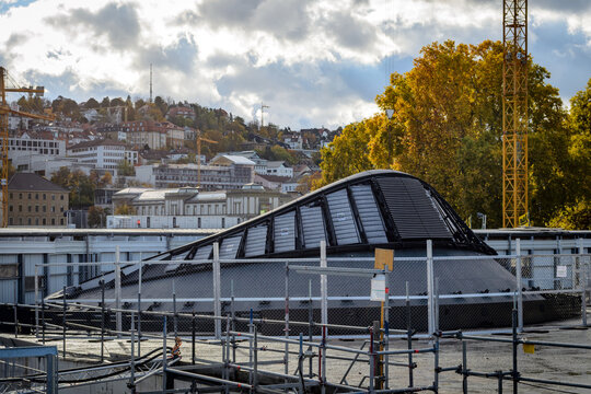 Stuttgart 21 Railway Construction Site with Iconic Light Eye Dome