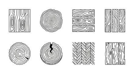Wood Grain and Timber Texture Icon Set © sitimmk
