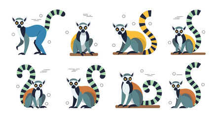 Ring-Tailed Lemur Vector Icon Set © sitimmk