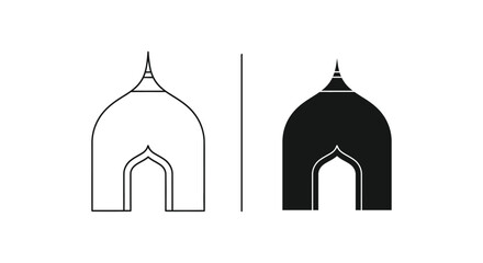 Simple line art of a temple with dome and arch © MOHAMMAD ALI