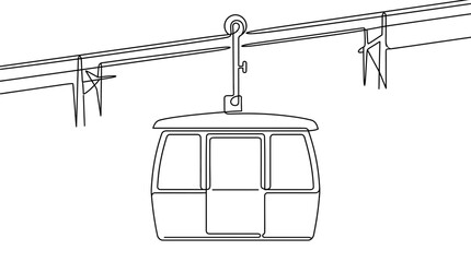 Cable car gondola lift line art illustration © Tisa