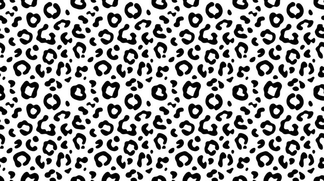 Classic black and white leopard skin animal print pattern.