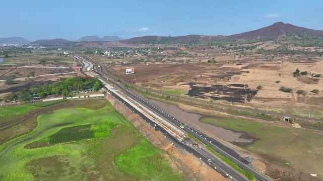 Mumbai Agra Highway aerial drone view Maharashtra India
National Highway 160 Mumbai Agra Road aerial photography