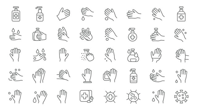 Sign language hand gesture icon set with communication symbols collection