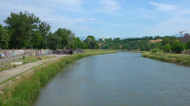 Vardar river in Skopje, north Macedonia