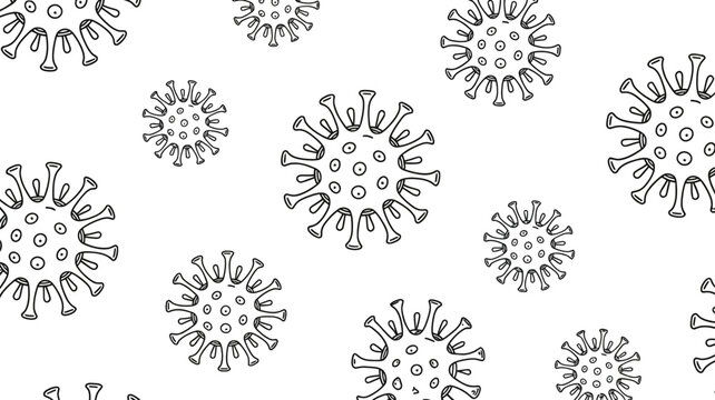 Seamless virus pattern background with microscopic pathogen symbols