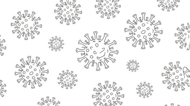 Seamless virus pattern background with microscopic pathogen symbols