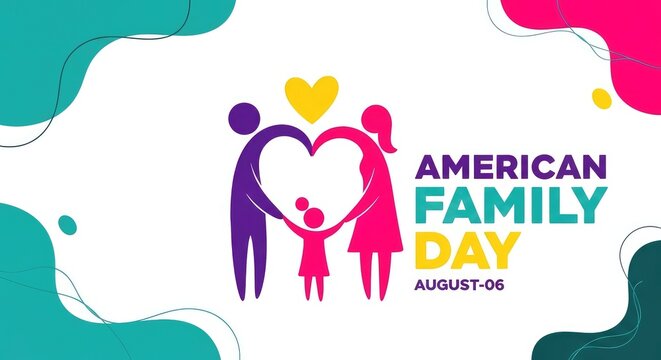American Family Day greeting with family figures and heart symbol