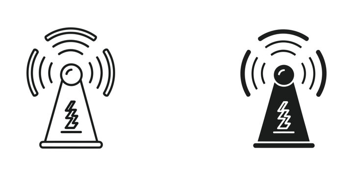 WiFi Signal Icons with Lock and Unlock Security Status Line Art Vector Illustration