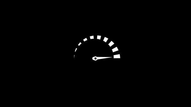 Minimalist Speedometer Animation with Speed Gauge Loading on Black Background