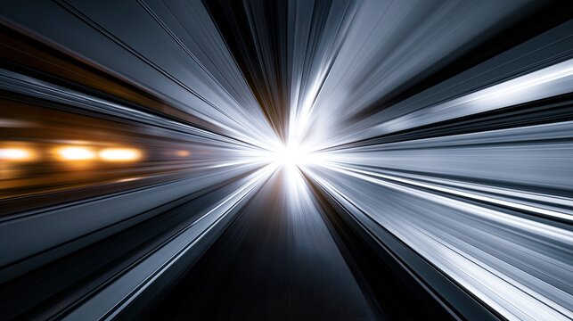 Streaking light and motion blur from a fast-moving tunnel