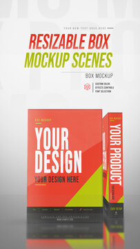 Resizable Box Mockup Scenes. Vertical Stories Opener for Social Media.
