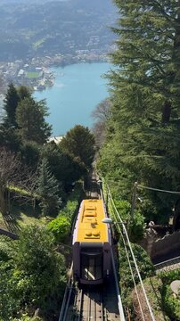 Video of the funicular going uphill from Como to Brunate