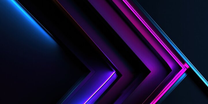 Abstract neon arrows background with glowing light streaks
