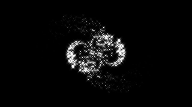 Shiny stars border animation on black screen 4K, glitter sparks Christmas and New Year design element alpha magic glitter sparkle trail,night glowing doodle stars.