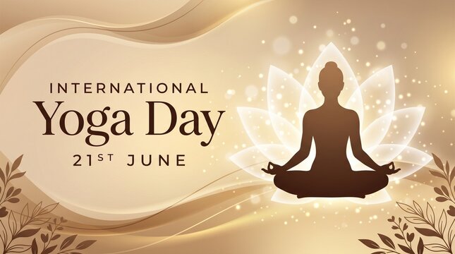 International Yoga Day Elegant Banner with Lotus Meditation Concept