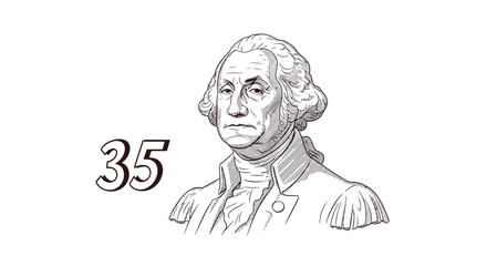 Naklejka premium George Washington Portrait Illustration Drawing.