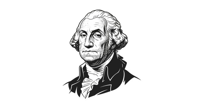 George Washington Portrait Illustration Drawing.