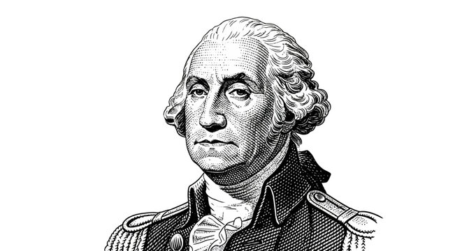 George Washington Portrait Illustration Drawing.