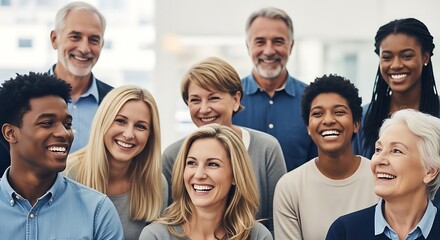 Obraz premium Diverse group of smiling adults together.