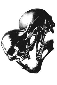Evil Jester or Joker Character Black and White Silhouette Illustration